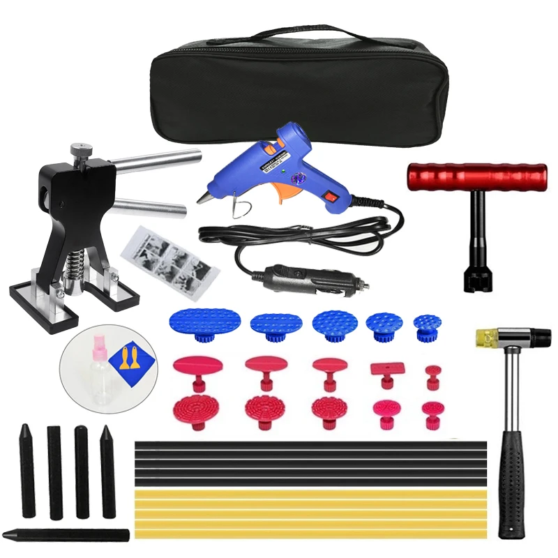 

38Pcs 12V Glue-Gun Metal Dent Lifter-Glue Puller Tab Car Body Hail Removal Paintless Car Painless Dent Repair Hail Removal Too