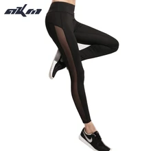 Высокое качество Для женщин пикантные Обувь с дышащей сеткой охлаждения ботильоны Брюки для девочек эластичный флэш сушки Mid-Rise Active черный Леггинсы для женщин