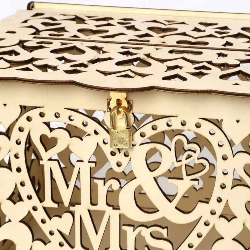 DIY свадебный подарок Mr& Mrs Деревянный чехол-копилка для карт с замком деревенские Красивые вечерние украшения товары для дня рождения