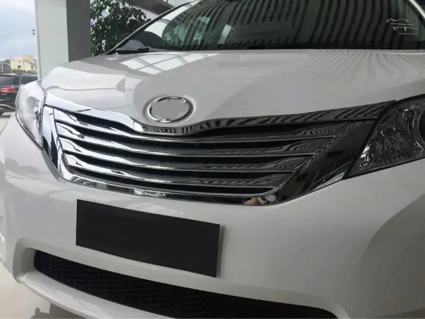 Front Hood Guard Radiator Grill Trim Garnish Chromium Styling Abs Front Hood Guard Radiator Grill Trim Garnish Chromium Styling Abs Streamer Car Sticker For Toyota Sienna Accessories 2017