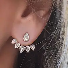 FAMSHIN 2017 New Hot Drop Crystals Stud Earring for Women gold color Double Sided Fashion Jewelry Earrings female Ear brincos