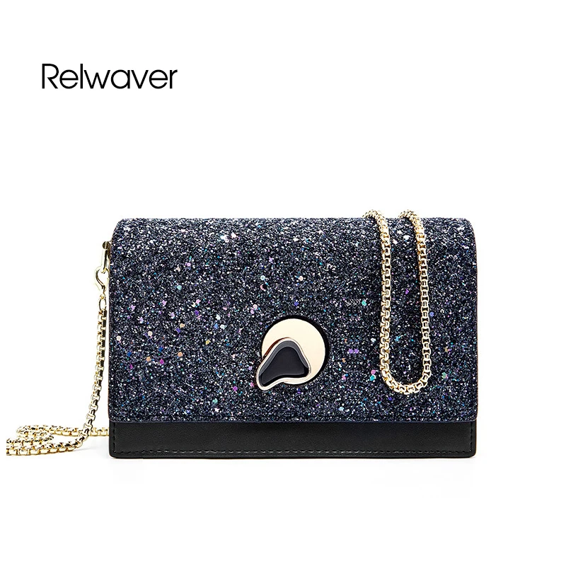 

Women shoulder bag split leather bling sequin white black lock cover chain flap mini party fashion chic stylish crossbody bag