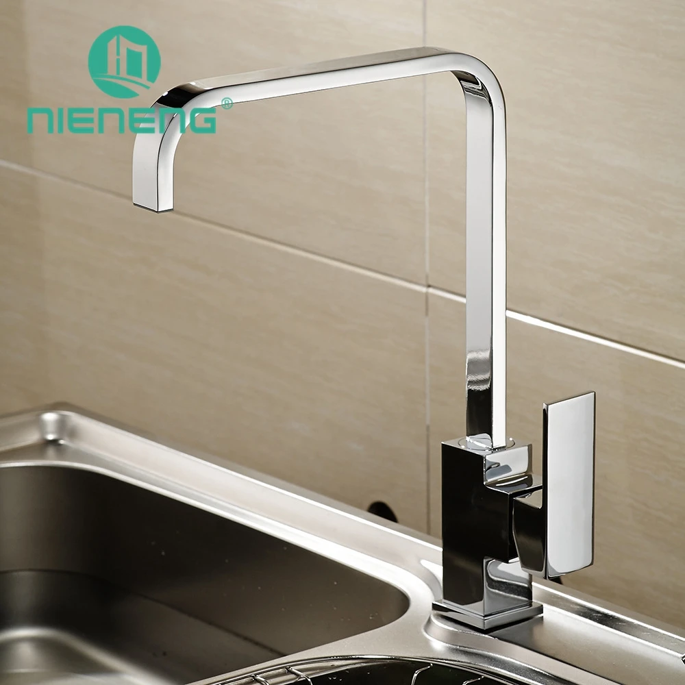 

Nieneng Kitchen Supplies Ceramic Sink Faucet 100% Copper Swivel Square Style Sink Mixer Drinking Kitchen Faucet ICD60326