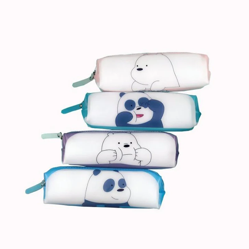 

1 Pcs Cartoon Animals Bare Bears Panda Silicone Pencil Case Large Capacity Pencil Bags for Kids Gift Korean Stationery