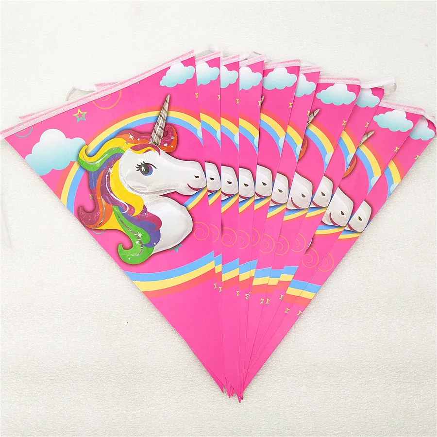 

1set unicorn party supplies paper banner pennant bunting Flag Kids Birthday Wedding party favors event baby shower decoration