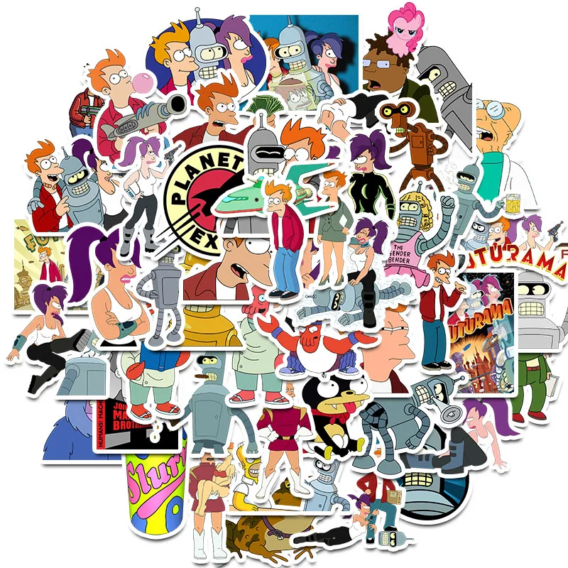 

50PCS American Anime Futurama stickers Graffiti Stickers for DIY Sticker on Laptop Skateboard Guitar Fridge Waterproof Decals