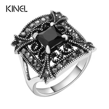 

Vintage Ring Jewelry Wholesale Lots Mix Fashion Hollow Flower Ancient Silver Color Inlay Rhinestone Rings For Women 2016 New