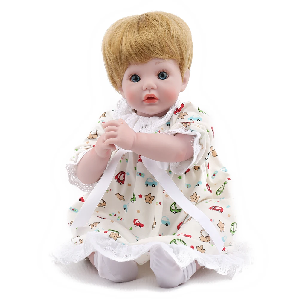 

NPKDOLL Reborn Doll Lifestyle Baby 18 inch Silicone Body Realistic Adorable Gift for Kids White Clothes Girls Playmate