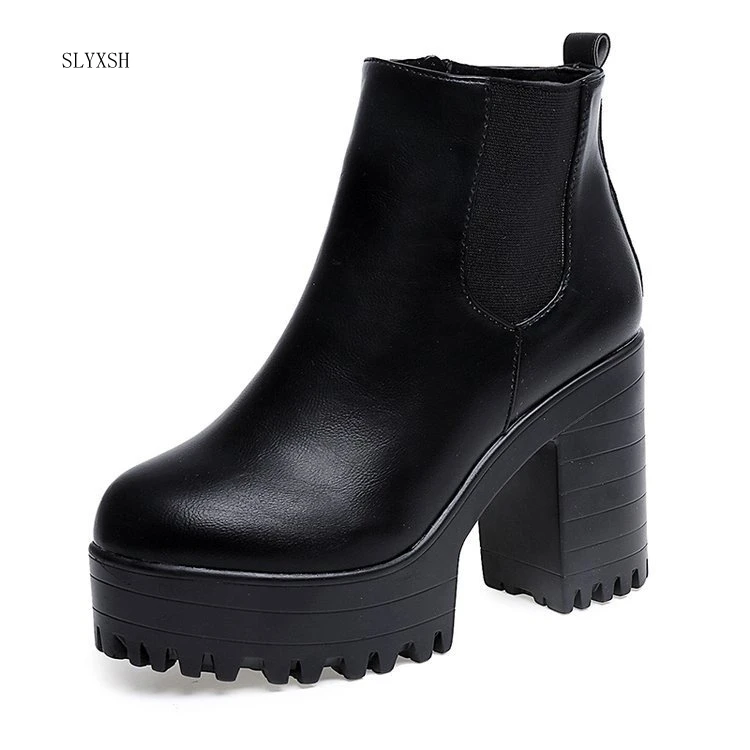 2022 Fashion Women Boots Square Heel Platforms Zapatos Mujer Pu Leather  Thigh High Pump Boots Motorcycle Shoes Hot Sale - Women's Boots - AliExpress