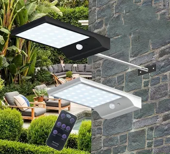 

48 LED Solar Lamp Outdoor Motion Sensor Lights with Remote Control and 7 Adjustable Color Temperatures for Outdoor Garden Wall