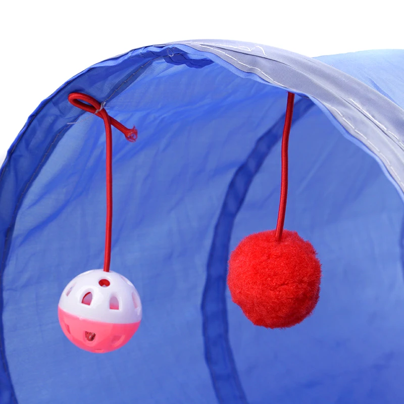 4 Colors MIni Lovely Cat Ring Paper Two way Tunnels Pet Training Supplies Foldable Kitten Tunnel Toy with Ball Tease Toy|toys toys|toys toys toystoys