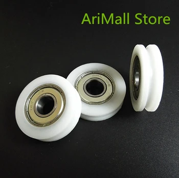 

5pcs 10*35*9mm U type groove pulley wheel POM plastic pulley bearing wrapped rubber wheel DOOR WINDOW