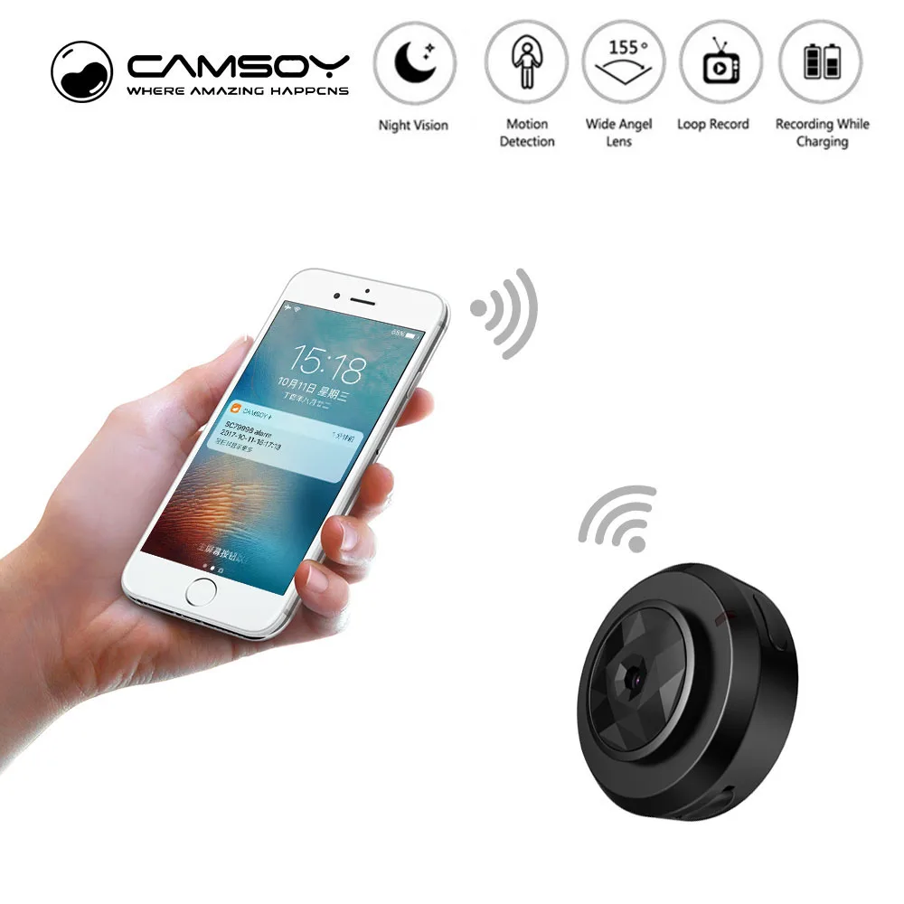 En Ligne C6 Camsoy Cookycam Micro WIFI Mini plus petite caméra HD 720P avec Vision nocturne IP WIFI caméra maison sécurité à distance caméscope vidéo