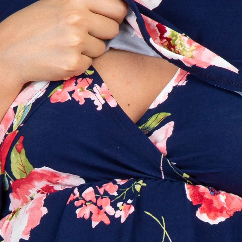 MUQGEW Новая мода женщин беременных Nusring для беременных с коротким рукавом без бретелек печати Цветочные Топы Блузка
