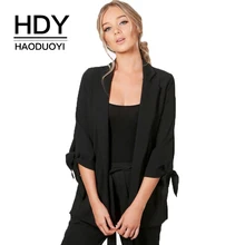 HDY Haoduoyi, три цвета, офисные женские повседневные пальто, на шнуровке, рукав три четверти, женские тонкие элегантные пиджаки, женские модные пальто
