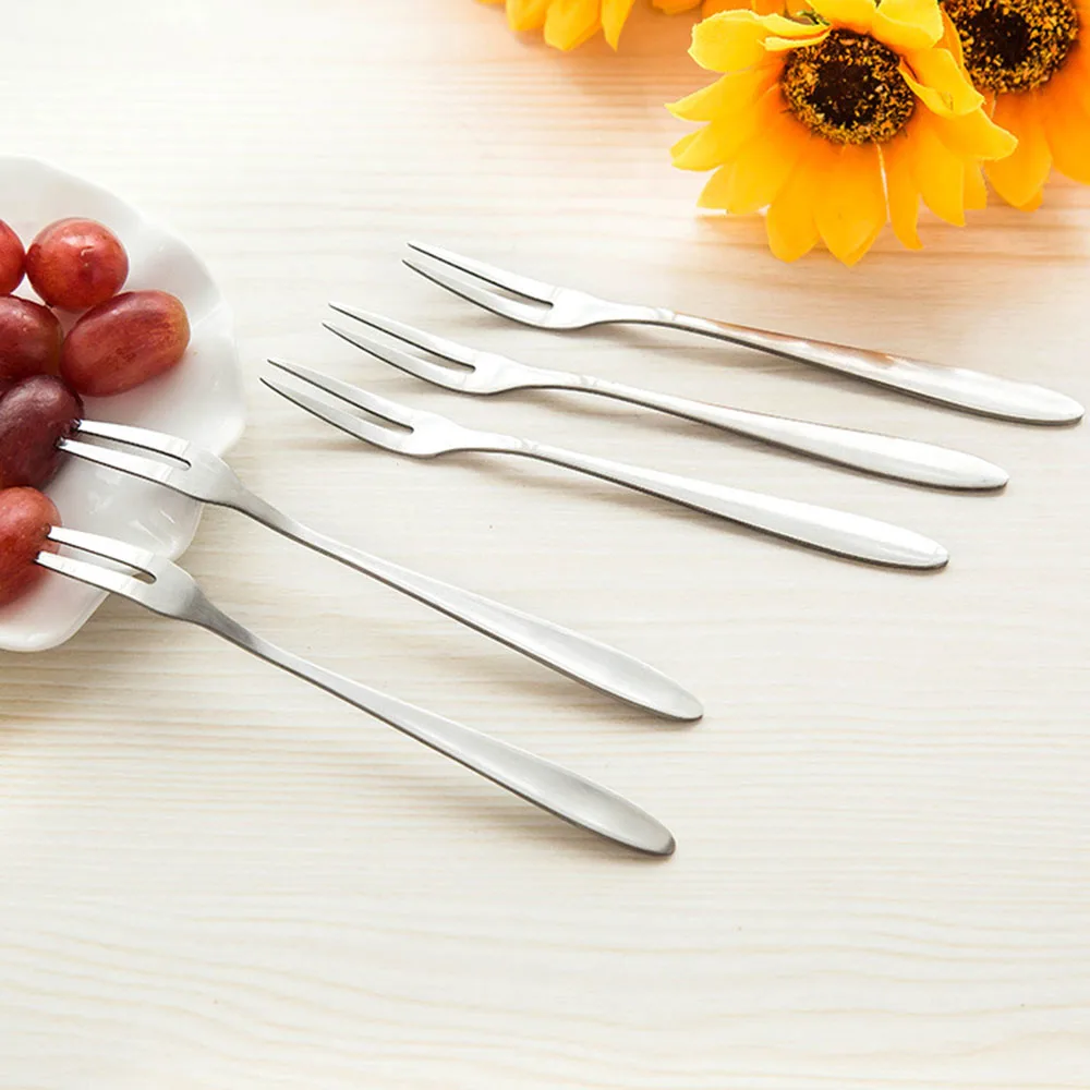 1pcs Stainless Steel Flatware Fruit Fork Appetizer Snack Dessert Kitchen For Party Pick Gadget |