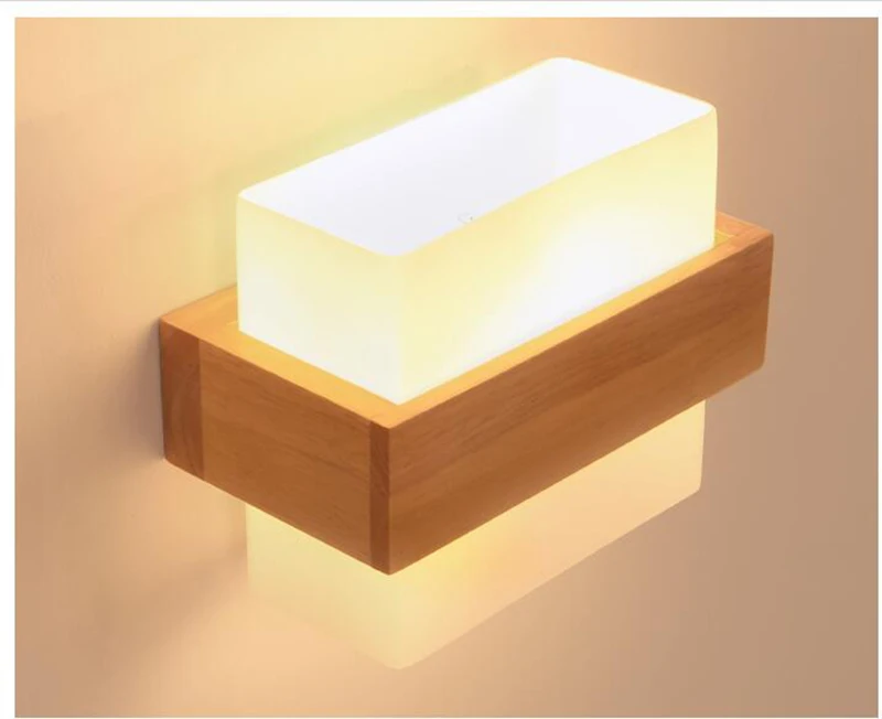 Маленькая семья использовать простой современный сладкий гостиная спальня изголовье освещение скандинавском стиле деревянный настенный светильник