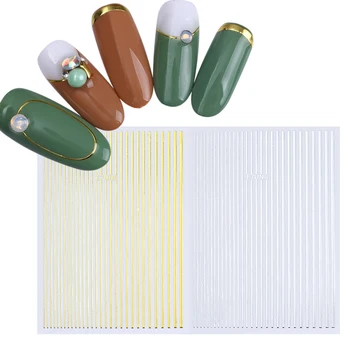 

1 Sheet Gold Silver Metal 3D Nail Sticker Lines Nails Stickers Multi-size Striping Tape Adhesive Nail Art Transfer Stickers