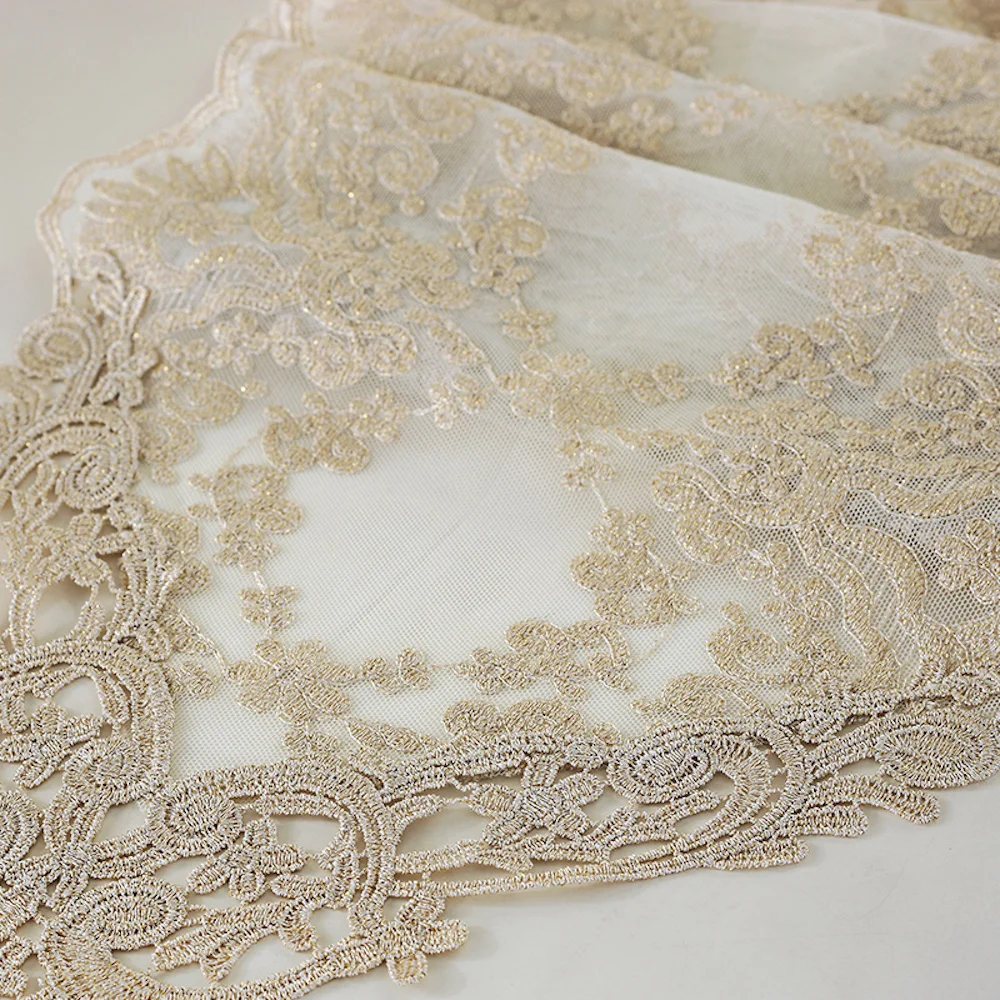 Embroidered Lace Table Runner TV Bench Stand End Table Cover Decoration 30cm x 70 90 120 150 180 210 250 280cm White Gold Black Embroidered Lace Table Runner TV Bench Stand End Table Cover Decoration 30cm x 70 90 120 150 180 210 250 280cm White Gold Black