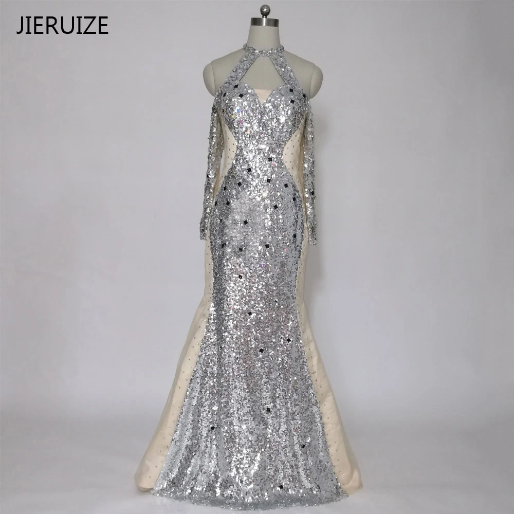 Jieruize シルバースパンコールクリスタルマーメイドイブニングドレスロングオフショルダーロングスリーブウエディングドレスフォーマルドレス Mermaid Evening Dresses Long Mermaid Evening Dressevening Dresses Long Aliexpress