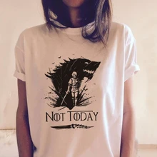 Camiseta Arya Stark Not Today para mujer Valar Morghulis Juego de tronos Hot TV Show, camisetas impresas, camisetas blancas de moda Harajuku