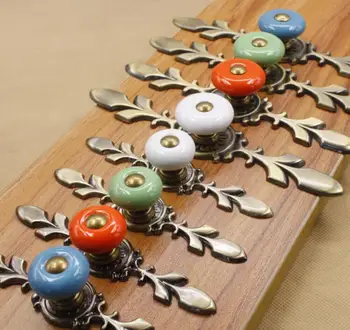

Vintage Kitchen Cabinet Knobs Green / White / Yellow / Red Ceramic Furniture Knobs Furniture Fitting