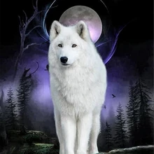 Алмазная вышивка крестиком волк Алмазная мозаика Луна Белый Волк 3D сделай сам бриллианты картина фото на заказ картины по номерам