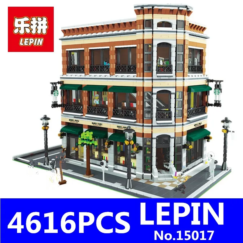 

LEPIN 15017 4616Pcs City Series Street Creator Kits Starbucks Bookstore Cafe Model Building Blocks Bricks for Children Toy