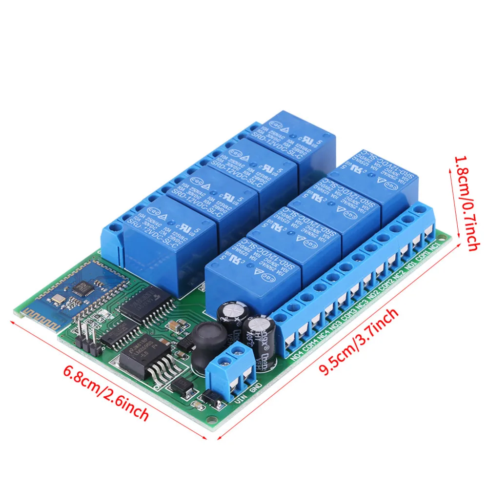 DC 12V 8-канальный релейный модуль с дистанционным управлением по Bluetooth Управление реле доска для Android триггерный релейный модуль