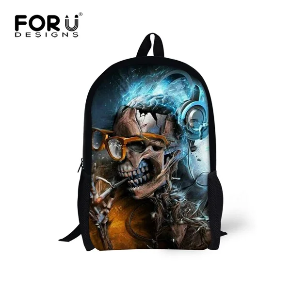 FORUDESIGNS/Панк 3D черные рюкзаки с принтом черепа для мальчиков, повседневные Рюкзаки для студентов, поясной Топ, школьная сумка для школы, для детей - Цвет: C4176C