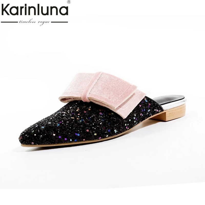 

KarinLuna Fashion elegant pointed toe Mules shoes Large Size 33-43 INS Hot Bling Slippers Woman Shoes women's Shoes Woman