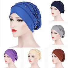 Женская мусульманская шляпа Горячая распродажа женский бисероплетенный головной убор в индийском стиле мусульманская раковая шапка Хемо шарф тюрбан шапочка beaniehats