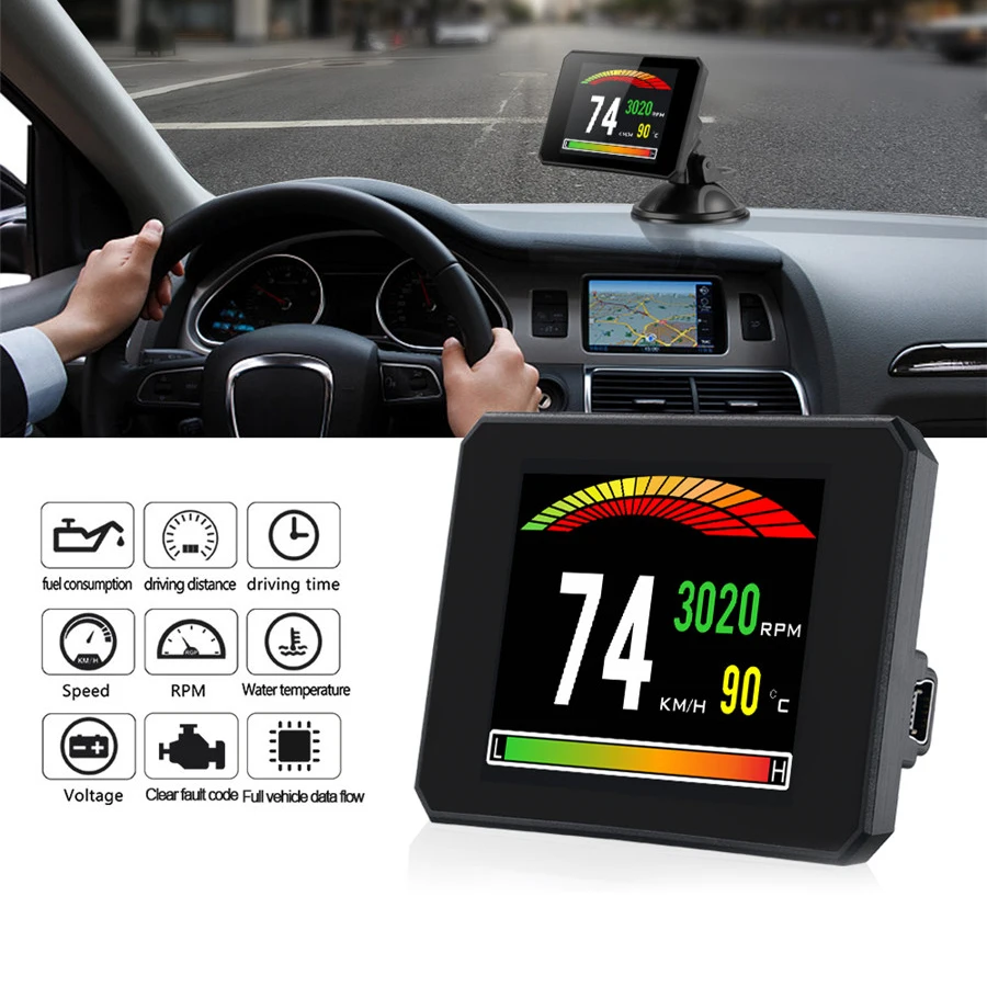 

3.9 inch OBD2 HUD HD Head Up Display Car Speed Windshield Projector Head-Up Display Speedometer Auto Alarm Oil Water Temp