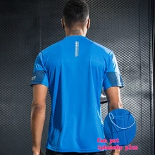 Новая Спортивная Фитнес-рубашка для мужчин бодибилдинг тренажерный зал с коротким рукавом Футболка для спортзала Кроссфит Профессиональные топы для бега с карманом для телефона