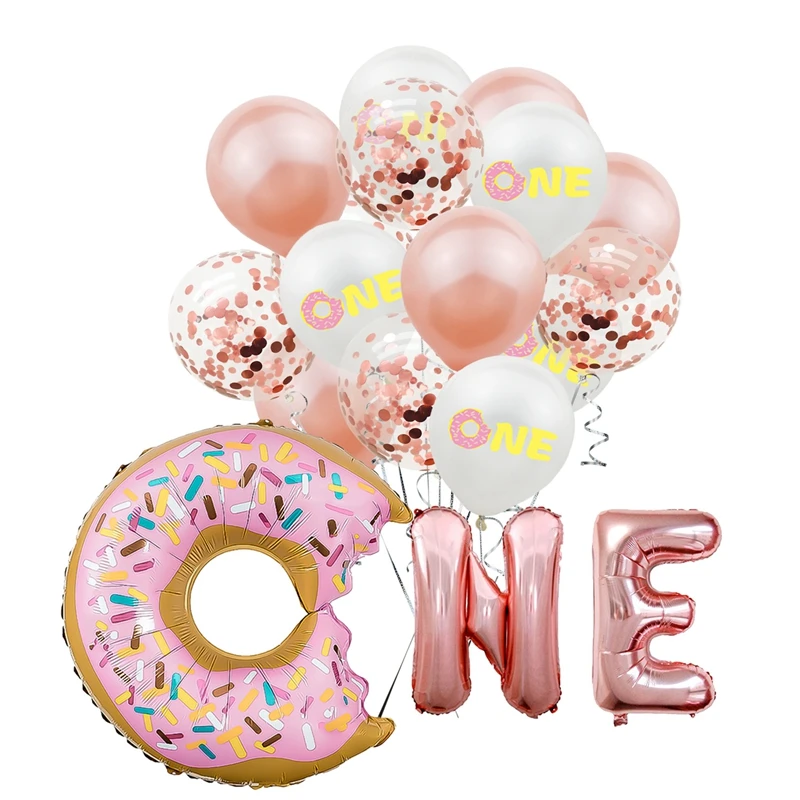 1 комплект для маленьких мальчиков и девочек, милый пончик, один фольгированный шар, для детей, для первого дня рождения, для вечеринки, для малышей, для душа, дикий, один пончик, для выращивания, воздушный шар, товары - Color: S05-18pcs