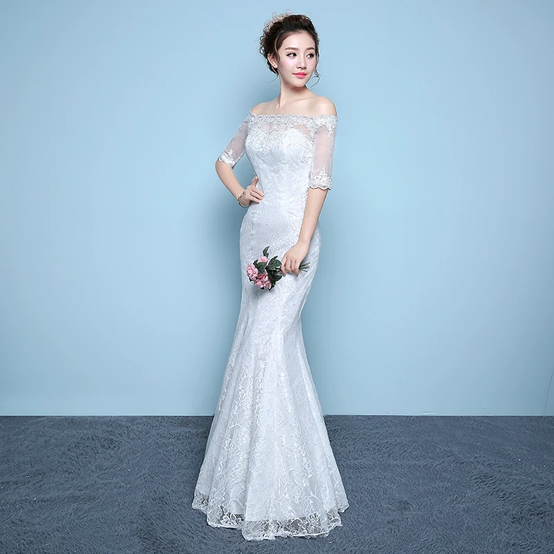 DongCMY LD2010 vestido de Novia Длинный белый цвет vestido de noiva Русалка Свадебные Утягивающее свадебное платье