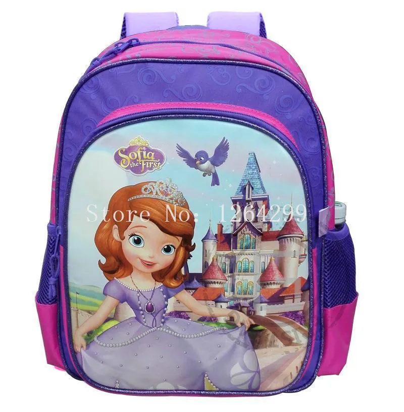

New Fashion Sofia the First Princess Girls Purple School Bags Kids Backpack Bag For Children