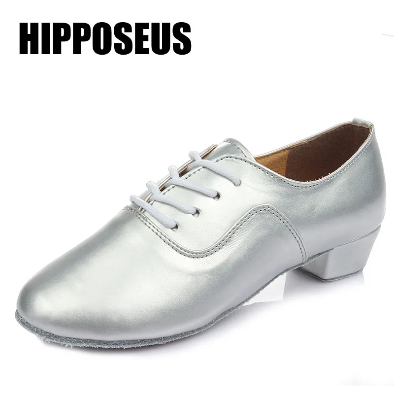 

Brand New Men Latin Salsa Tango Dance Shoes Modern Tango Salsa Leather Ballroom Square Heels Adults Children Boys Dancing Party