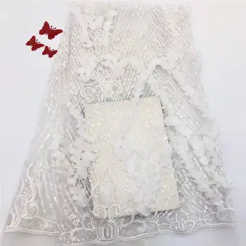 

White African Lace Fabric With Sequins 3D Lace Fabric 2019 High Quality Lace 2018 High Quality Bridal For Nigerian Lace LCD942