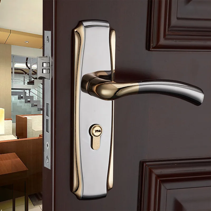 

2018 Fechadura Padlock Free Shipping Simple European Zinc Alloy Door Lock Indoor Bedroom Mechanical Gun Golden Metal Wholesale