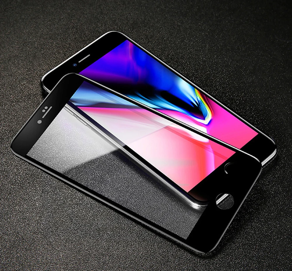 New 7D Screen Protector Curved Edge Full Cover Protective Glass For iphone X 8 7 6 Plus 9H Protective Glass white black Film (11)