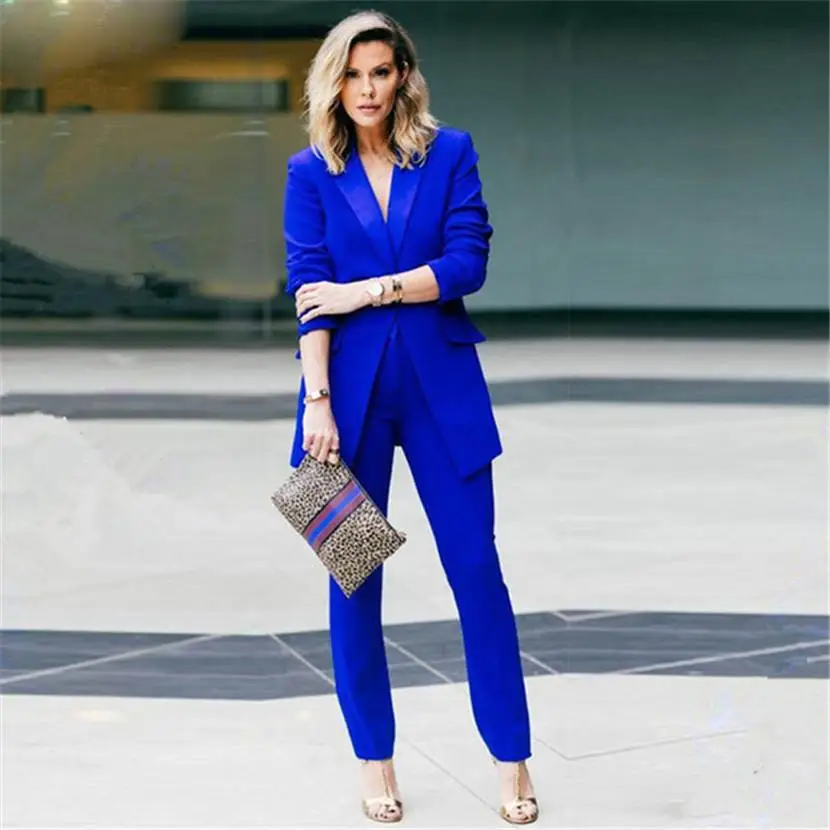 New Arrival Elegant Formal Work Wear Slim 2 PCS Sets Womens Business Suits Two Button Blazer Female Trousers Suit Office Uniform