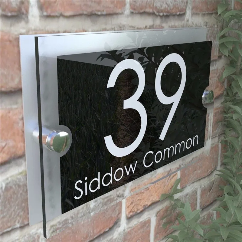 House Number Sign Personalised Printed Address Modern Wall Plaque Signage 