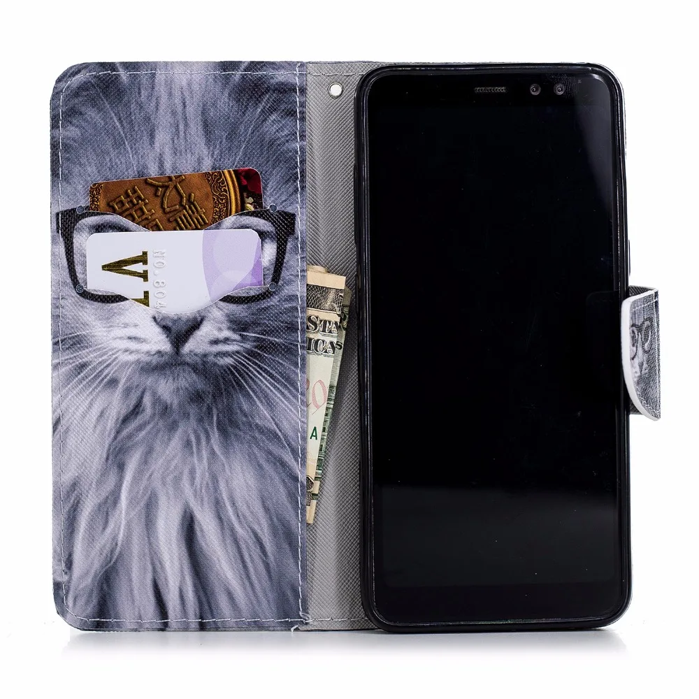 Чехол Кошелек из искусственной кожи с откидной крышкой для Samsung A8 2018 модный