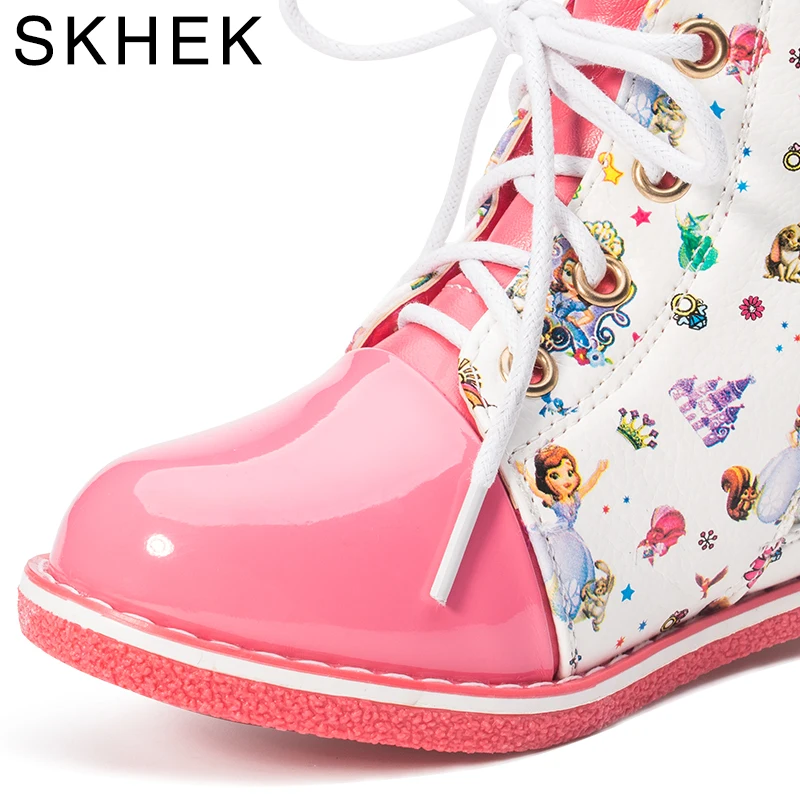 SKHEK/зимние ботинки для девочек; модная детская обувь; ботинки для девочек; коллекция года; Детские Ботинки martin на молнии в британском стиле; размеры 27-32