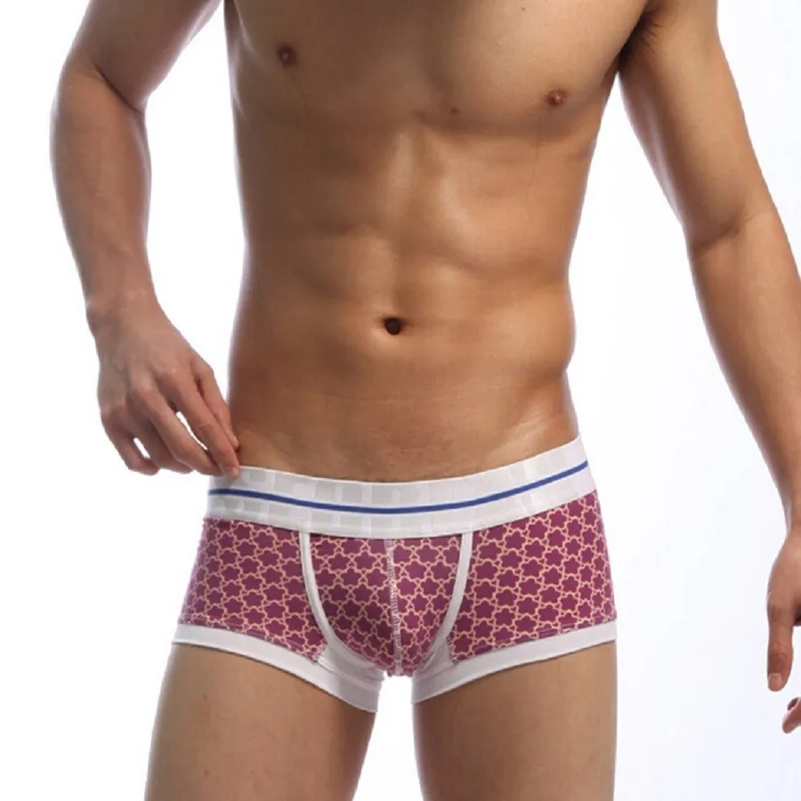 

Good Quality SEOBEAN Men's boxers underwear Low-waist boxer Cotton shorts 4 colors Size S M L XL,4pcs/lot free shipping