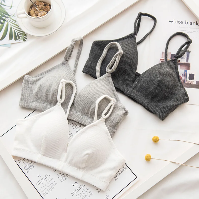 

Roseheart Female Women Fashion Summer Blue Yellow Bralette Wireless Seamless Cotton Cup A B Student Padded Cotton Maiden Bras