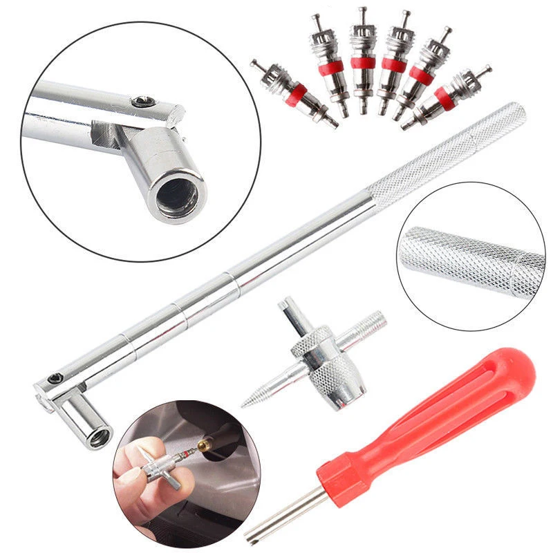 

Car Tyre Tire Plug Core Remover Valve Stem Install Puller Repair Hand Tool Kit