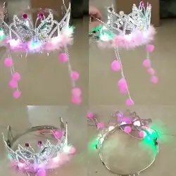 Творческий светодиодный светить свечение повязка на голову с перьями династии Цин принцесса мигает Детская повязка для волос для девочек