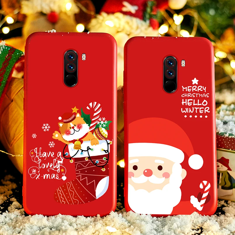 

ASINA Christmas Silicon Case For Xiaomi Pocophone F1 Case Cute Cover 3D Relief Soft Fundas Capa For Poco F1 Bumpers Coque